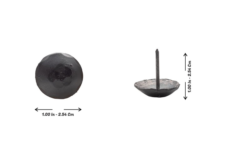 Rustic Clavos - 25-Pack Decorative Nail Heads Bolts Hand Forged Hammered Iron Nails - Matte Black Finish Door Clavos Round Furniture Tacks for Gates, Barn Doors, Cabinets, Shutters (1 Inch, Black) 1 Inch