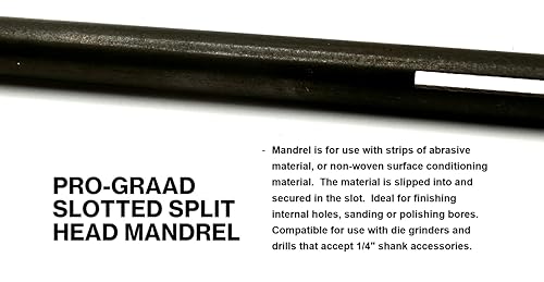 8” Slotted Mandrel 1/4” Shank & Body, Split Head Mandrel 8" Slotted Mandrel