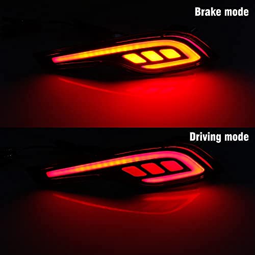 Red LED Rear Bumper Reflectors Fog Brake Rear bumper lights Tail Light Lamps Kit for 2019 2018 2017 Honda CRV CR-V Accessories (Two Functions)