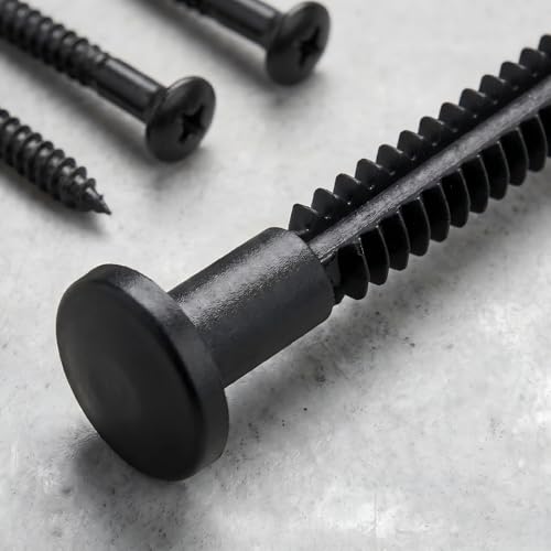 3 Inch Vinyl Shutter Fasteners 50 Pack, Black Shutter Pegs, Peg Lok Pins, Screws & Shutter Nail Anchors for Exterior Wood, Aluminum & Vinyl Window Shutters