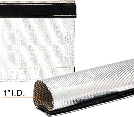 Aluminized Sleeving Heat Shield Fuel Line Wire Sleeve for Ultimate Heat Protection, 1" I.D. x 10FT with 10PCS Stainless Steel(304) Cable Ties - Silver Aluminized 1"ID*10FT