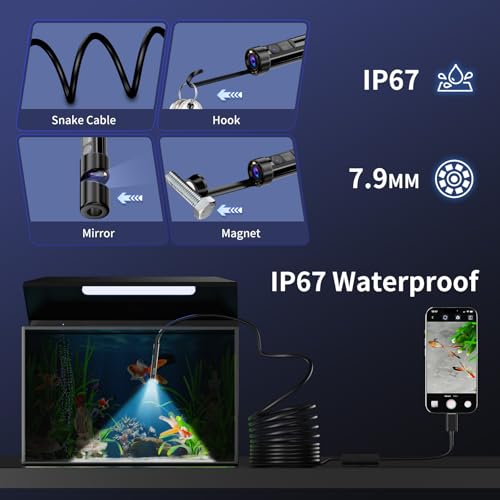 Endoscope Camera with Light, 1920P HD Borescope Inspection Camera 32.8ft Dual Lens