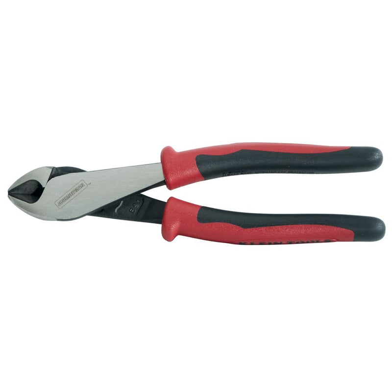 Klein Tools J228-8 Pliers, Made in USA, Diagonal Cutting Pliers with Dual-Material Journeyman Handles, Short Jaws and Beveled Cutting Edges, 8-Inch