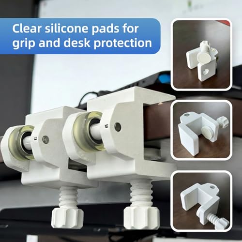 Standing Desk Anti Wobble Stabilizer 2 Pack, White, Fits 0.5-1.2 in White (2-pack 0.5"–1.2" Desk Thickness)