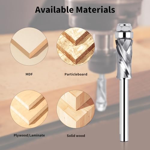 EANOSIC Bottom Bearing Compression Spiral Flush Trim Router Bit 1/4" Shank