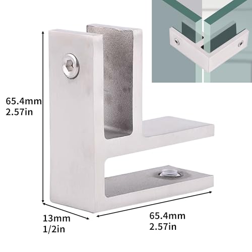 2-Pack 304 Glass Clamps, 6-10mm, Silver, 90-Degree(LIUCHONGYANG99) Silvery 90°