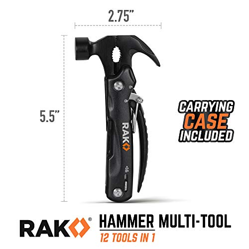 RAK Hammer Multitool BirthdayGifts for Men - Cool Unique Gifts Who Have Everything - Compact DIY Survival Multi Tool - Backpacking & Camping Accessories - Gadget Gifts Pocket Size (1 count)