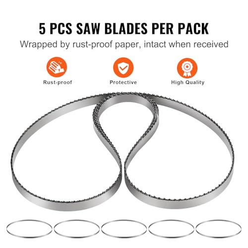 VEVOR Band Saw Blade, 51.2x0.63x0.02 inch, 5 PCS/Pack Meat Bandsaw Blades for Replacement, Carbon Steel Blade, Meat Cutting Blade Wrapped by Rust-Proof Paper, Fit for Commercial Bone Saw Machines 130 blade