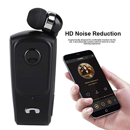 F920 Sports Bluetooth V5.4 Headset Earpiece 2.4GHz Retractable Driving Earphone Support for Office/Driving(Black) for f990 Drahtlose Bluetooth Headset