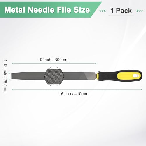 M METERXITY Flat Metal File 12 Inch, High Carbon Steel Diamond Hand W PVC Grip Handle for Wood/Metal/Ceramic/Glass/Stone/Jewelry/Tile/Model/DIY/Sharpening File 1