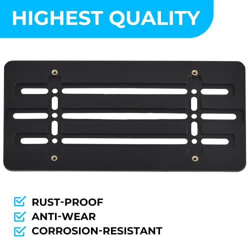 Front Bumper License Plate Bracket for Hyundai and Kia 2000-2025, Plate Holder Set w 6 Unique Screw Bolts & Wrench Kit, License Tag Mounting Kit, Quality Plate Holders, Car Accessories