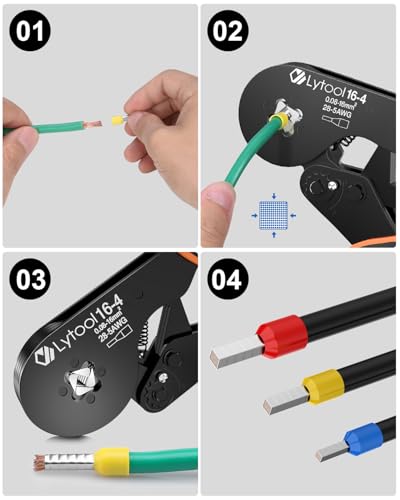 Lytool Wire Ferrule Crimping Tool AWG 28-5 Square Ratchet Crimper Square Wire Crimping Pliers