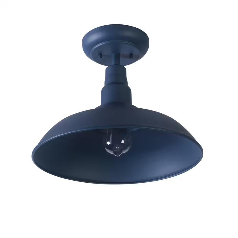 1-Light Dinning Room Patio Indoor Outdoor Farmhouse Style Semi-Flush Mount Lamp 14" in (Blue) Blue