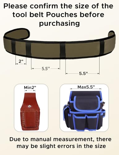 Heavy-Duty Padded Work Belt with D Rings,Tool Belt Fits Waists 31 To 49 Inches，Adjustable Holds Most Tool Belt Pouches Green (4 inches) The wide of padded is 4"