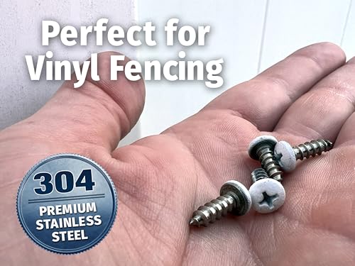Vinyl Fence Screws #8 x 1/2" White Head Stainless Steel 80 Pack Phillips Drive Self Tapping Type A Point 304 18-8 Grade Rust Resistant Quantum Forge