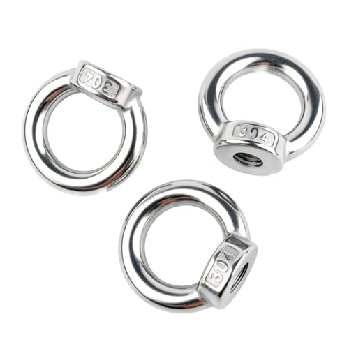 6 Pack M12 Lifting Eye Nut, 1/2" Ring Shape Eye Bolt Nuts 304 Stainless Steel M12-1/2"
