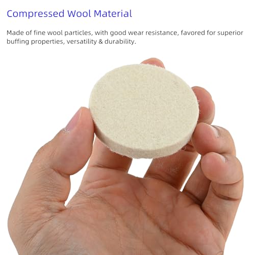 48Pcs 2 Inch Compressed Wool Polishing Wheels Buffing Pads with 1/4" Shank