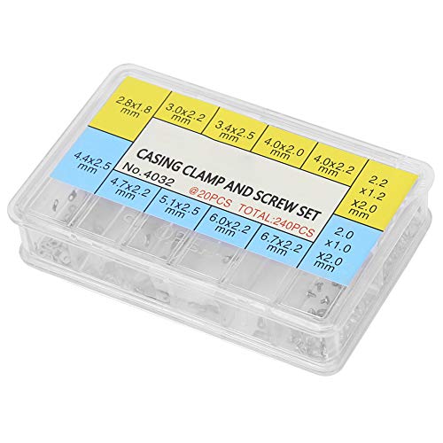 Watch Casing Securing Screw 240 Piece Watch Case Clamp Adapter for ETA 2824 2836 2846 Housing Movement Fixing Screw Washer Curved Washers