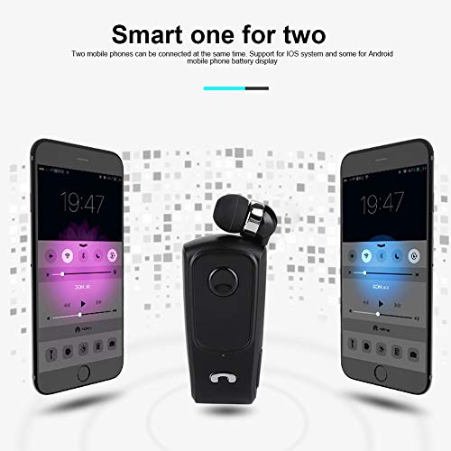 F920 Sports Bluetooth V5.4 Headset Earpiece 2.4GHz Retractable Driving Earphone Support for Office/Driving(Black) for f990 Drahtlose Bluetooth Headset