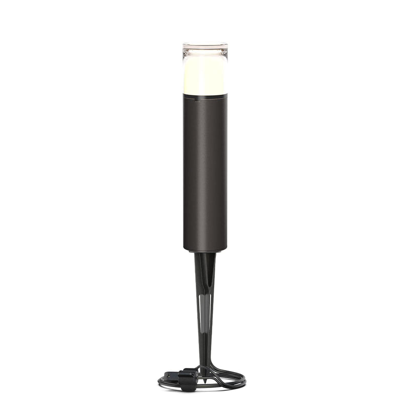 GOODSMANN Low Voltage Pathway Lighting 2W LED Bollard Landscape Lights 2700K Warm White Wired Path Light 100 Lumens Metal Outdoor Brown Finish Walkway Driveway Light with Stake Cable Connector Bollard 1PK