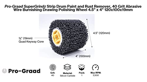 4.5" x 4" 40 Grit Strip & Clean Abrasive Drum Wheel, 1 Pack 4.5” x 4” x 3/4” (115x100x19mm)