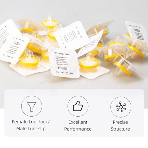 33mm Sterile Syringe Filter Nylon Hydrophilic Filtration 0.22um, 20 PCS 33mm 0.22um