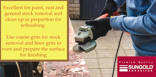 Sungold Abrasives 16905 4-1/2-Inch x 7/8-Inch Center Hole 60 Grit Aluminum Oxide Fiber Disc, 25-Pack