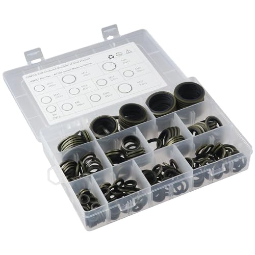 230Pcs Bonded Sealing Washer, M6-M26 Automotive Self-Centred Seal Gasket Assortment, Metal Bonded Seal Oil Washer, O Ring Kit Set, 11 Metric Sizes