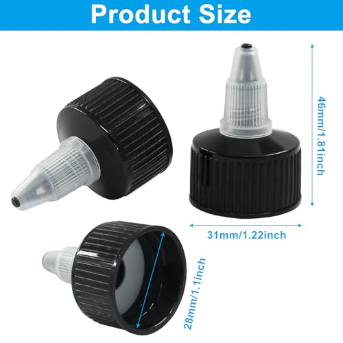 28Pcs 28/410 Twist Top Caps, Black