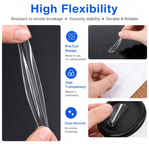 100 Pcs Double Sided Adhesive Dots for Car Dashboard, 1 Inch Clear Round Sticky Pads, Removable Double Sided Mounting Tape for Car Phone Mounts, Dashboard Decor and Car Interior Accessories