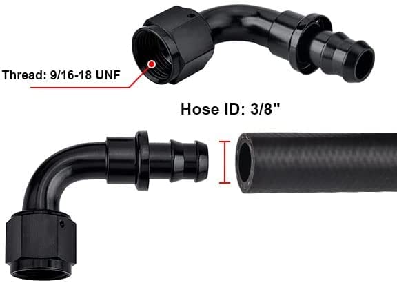 EVIL ENERGY 6AN 90 Degree Push Lock Hose Fitting End Black