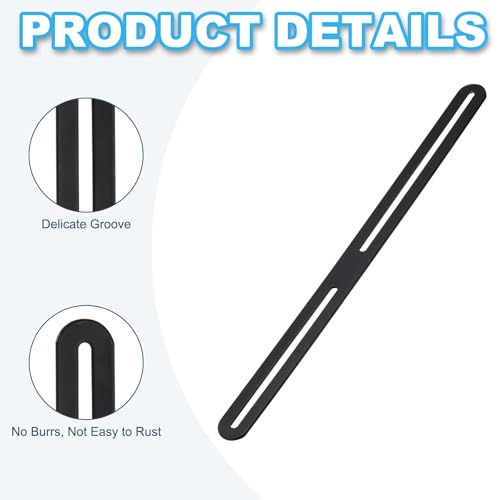 PATIKIL 14 1/5" Adjustable Flat Mending Plate with Slot, 4 Pcs Slidable Slotted Flat Straight Mending Plate Support Brace Brackets for Wood Furniture, Black 360 x 24mm