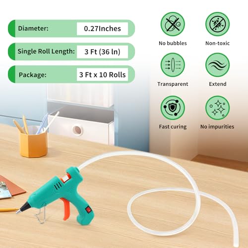 Mini Hot Glue Sticks – Long 3FT, 0.27" Diameter – All Temperature Compatible for Mini Glue Guns Widely Used in for DIY Crafts, Home Repairs, Fabric, Wood, Plastic (10) 10