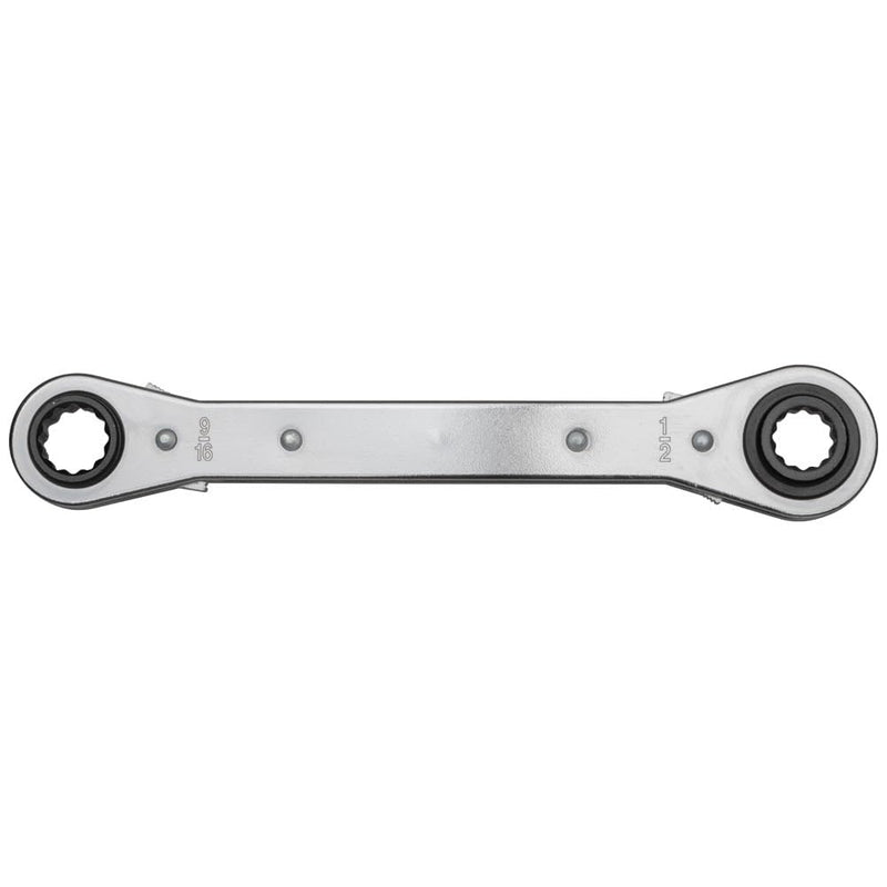 Klein Tools KT223X4 Lineman's Ratcheting 4-In-1 Box Wrench, Made in USA, 1/2-, 9/16-, 5/8-, and 3/4-Inch Sockets