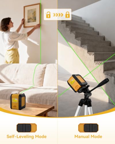 Nikotek Laser Level with Tripod, Self-Leveling Green Beam Horizontal and Vertical Cross-Line Laser for Home Decoration Carrying Pouch, Battery Included (27 Inch Tripod) 27 Inch Tripod