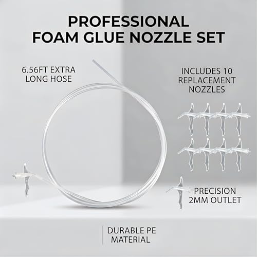Spray Foam Nozzles, 6.56 Foot Length,1-Pack Replacement Tubes for Expansion Foam and 15 Tips,Caulking Suitable for DIY Spray Painting,Gun style