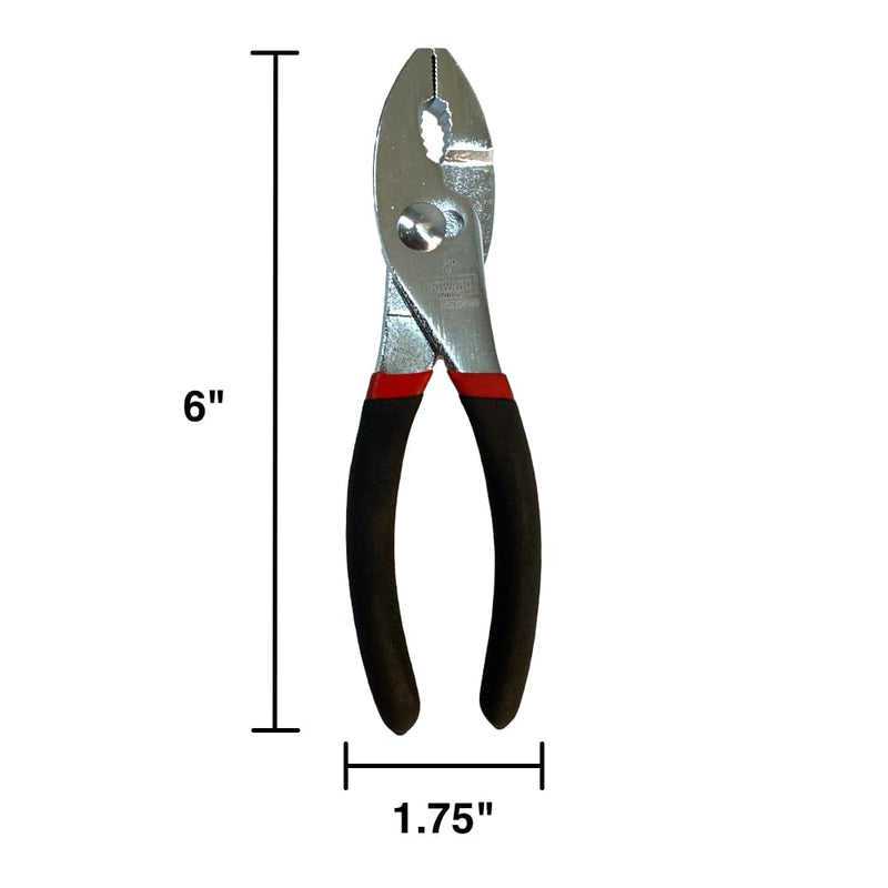 Edward Tools Slip Joint Pliers 6” - Heavy Duty Carbon Steel with Rubber Grip Handle - Fine Grip Teeth in Front and Coarse Teeth in Back - Rust Resistant Finish 1