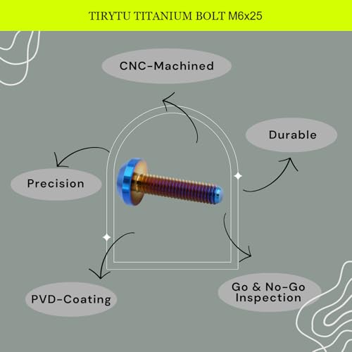 M6X25 Titanium Bolts, 6PCS, Burnt Blue M6X25