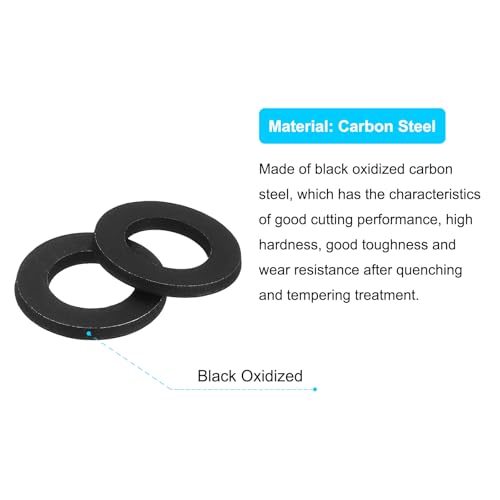 uxcell Carbon Steel Flat Washer Fits M12 Bolts, 50pcs M12 x 23.5 x 2.4mm Black Oxidized Grade 8.8 Alloy Steel Fasteners for Mechanical Industry M12x23.5x2.4mm 50