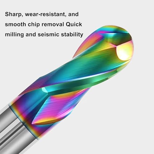 6mm R3 2-Flute Carbide Ball Nose End Mill, 3 Pcs 6mm