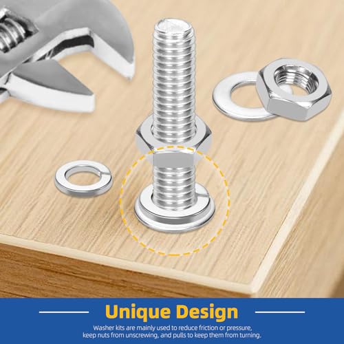Glarks 400pcs #6#8#10 1/4” 5/16” 3/8” External & Internal Star Washer and Split Lock Washer with Flat Washers Set, 304 Stainless Steel Stars and Split Washers #6, #8, #10, 1/4", 5/16", 3/8"