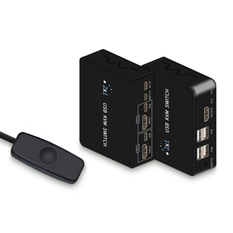 Replacement USB HDMI KVM Switch 2 in 1 Out Compatible 2 Way HDMI2.0 Laptop Host Shared USB Keyboard Mouse Monitor with 2 Hubs AV Selector Switch Box 4K60HZ 3840@2160