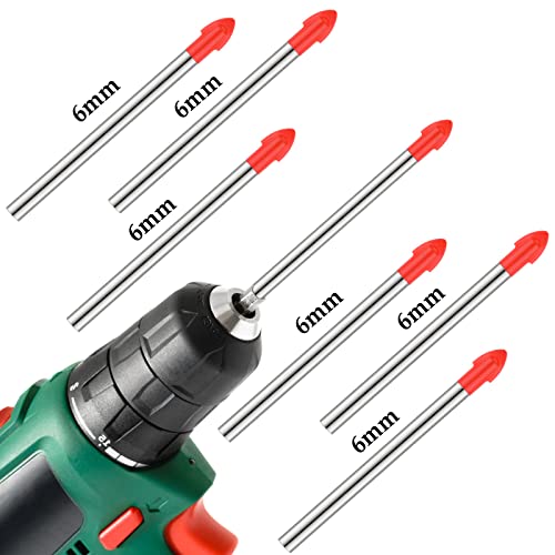 Nuanchu 20 Pcs 6 mm Tile Drill Bits Cemented Carbide Masonry Drill Bits 6 mm, 0.48 mm (Pack of 2)