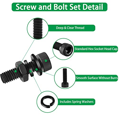 860Pcs M2-M5 Metric Screws, 12.9 Alloy Steel Hex Bolts & Nuts Kit M2 M3 M4 M5 860pcs 3