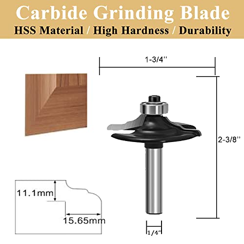 TAIWAIN Router Bits Sets 1/4 Inch Shank, Door&Drawer Front Edging Bits, Professional Woodworking Bit Miter Frame Crown Molding Wood Milling Cutter Tool(F-35XD12) 22