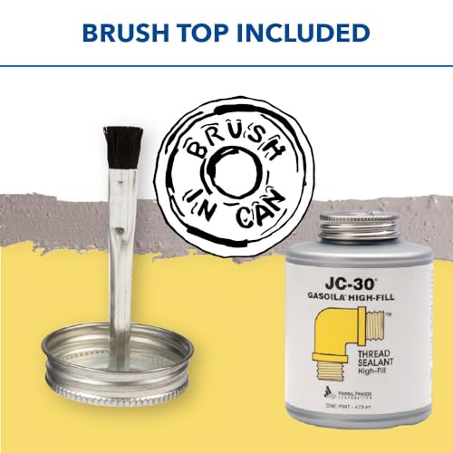 Gasoila Thread Sealant JC-30, High-Fill for Extreme Temperatures, Metal & PVC Sealant for Threads, Pipes, Valves, LP & Natural Gas, Fuel, Water, Cryogenics, High Pressure Seal, 1 Pint w/Brush