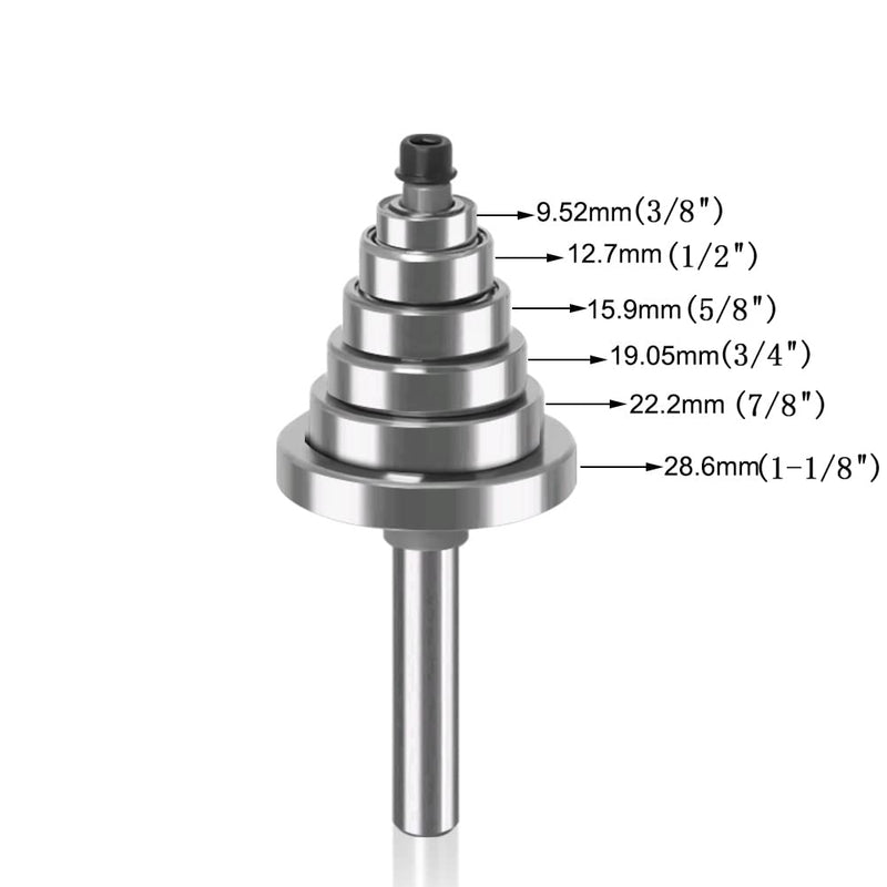 1/2 Inch Shank Rabbet Router Bit Set, 3 Pieces Rabbeting Router Bit with 6 Bearings Set (1/8", 1/4", 5/16", 3/8", 7/16", 1/2" Bearings) (1/2 Inch) 1/2 Inch shank
