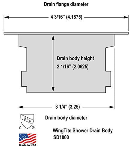 Shower Drain Replacement – Genuine OEM WingTite – 10 Year Warranty – Made in USA – Chrome SD1000 – Installs from the Top – For Fiberglass/Plastic Showers – Fits 2" PVC/ABS – US Tech Support