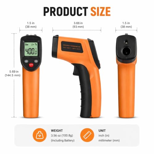 Infrared Thermometer Gun,Non Contact Digital Surface Thermometer with Laser Pointer, Backlit LCD,-58°F to 986°F for Cooking,HVAC, Automotive-GM530 GM530