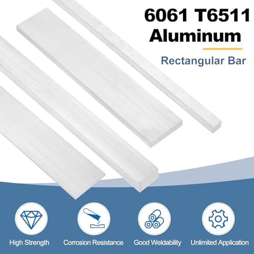 MECCANIXITY Square Aluminum Flat Bar, 19/32" Thick 3" Width 8" Length 6061 Aluminum Flat Plate, 15 x 75 x 203mm T6511 Solid New Mill Stock for Industrial 19/32" T x 3" W x 8" L 1